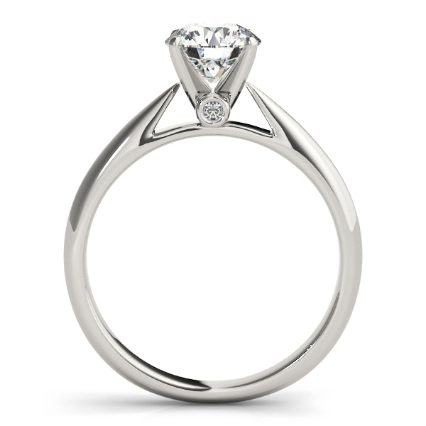 14K White Gold Round Brilliant Cathedral Style Diamond Accented Solitaire (1.05ctw)