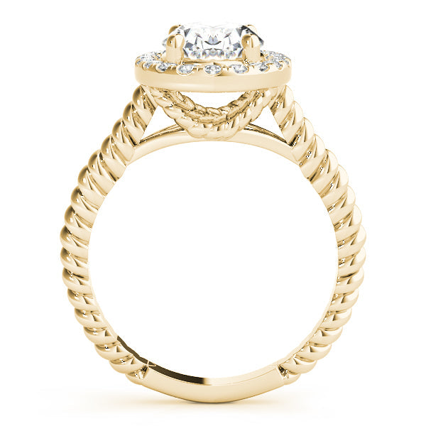 14K Yellow Gold Oval Diamond Halo Engagement Ring With Braided Shank (1.10ctw) 