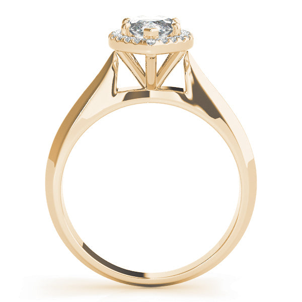 14K Yellow Gold Marquise Diamond Halo Wide Knife Edge Engagement Ring (1.10ctw) 