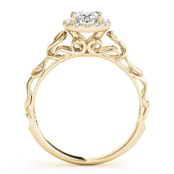 14K Yellow Gold Oval Brilliant Diamond Halo Engagement Ring With Scalloped Shank (1.10ctw) 