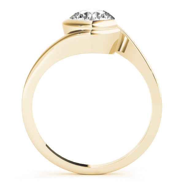 14K Yellow Gold Round Brilliant Swirled Semi-Bezel Diamond Engagement Ring (1ct) 