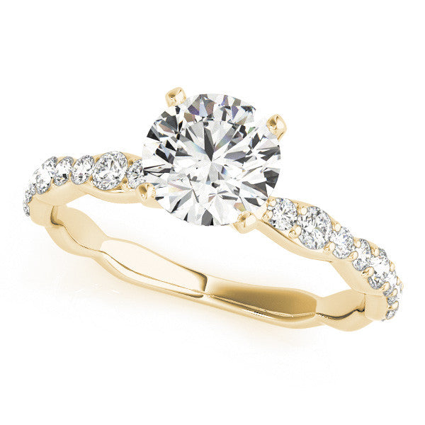 14K Yellow Gold Lab-Grown Round Brilliant Diamond Engagement Ring With Accents - Options Available