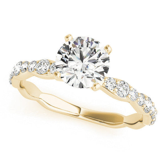 14K Yellow Gold Lab-Grown Round Brilliant Diamond Engagement Ring With Accents - Options Available