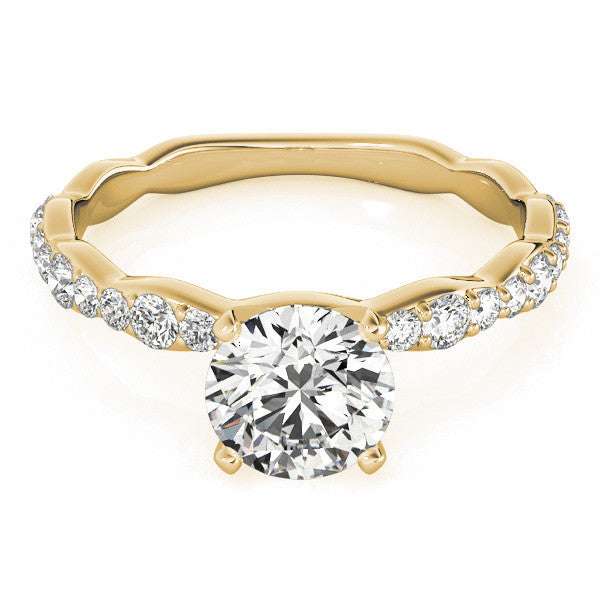 14K Yellow Gold Lab-Grown Round Brilliant Diamond Engagement Ring With Accents - Options Available