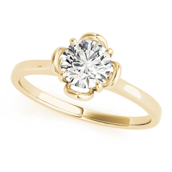 14K Yellow Gold Round Brilliant Floral Inspired Solitaire Engagement Ring (1ct) 