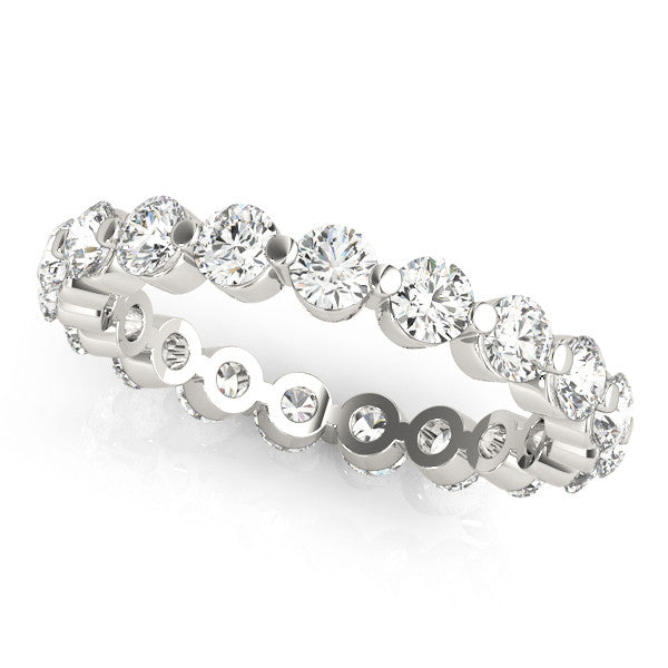 14K White Gold Round Brilliant Diamond Shared Prong Eternity Ring (.62ctw) 