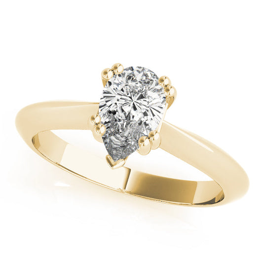 14K Yellow Gold Pear Shape Double Prong Diamond Solitaire Engagement Ring (1ct) 