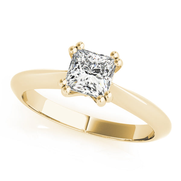 14K Yellow Gold Princess Cut Double Prong Diamond Solitaire Engagement Ring (1ct) 