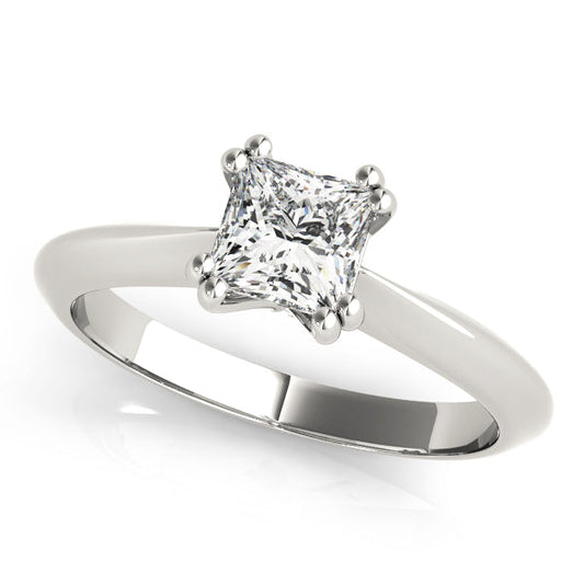 14K White Gold Princess Cut Double Prong Diamond Solitaire Engagement Ring (1ct) 