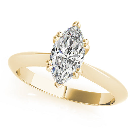 14K Yellow Gold Marquise Diamond Double Prong Knife Edge Solitaire Engagement Ring (1ct) 