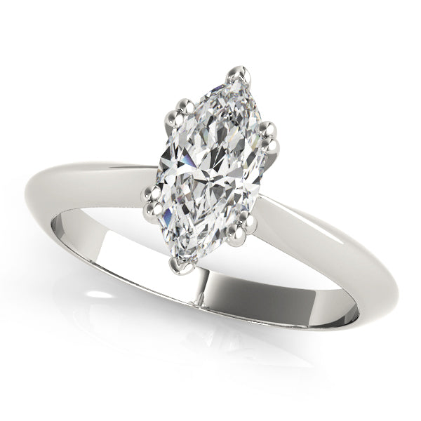 14K White Gold Marquise Diamond Double Prong Knife Edge Solitaire Engagement Ring (1ct) 