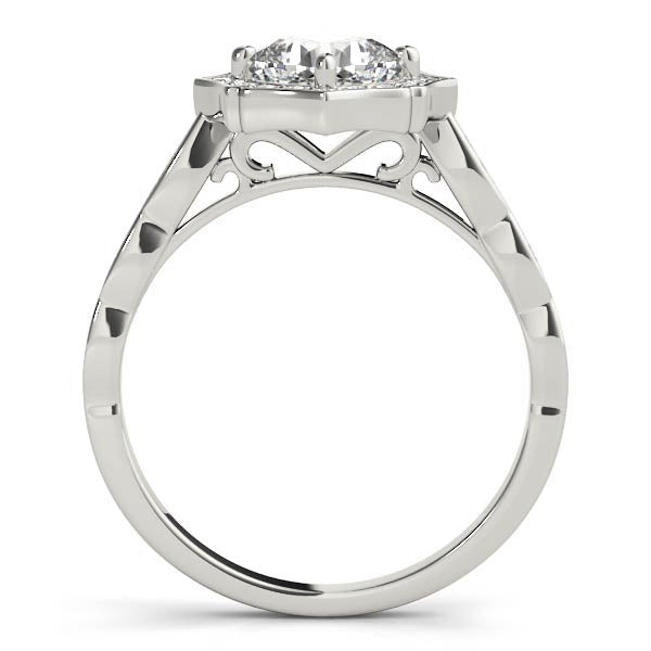 14K White Gold Round Brilliant Diamond Scalloped Halo Engagement Ring (1.25ctw)