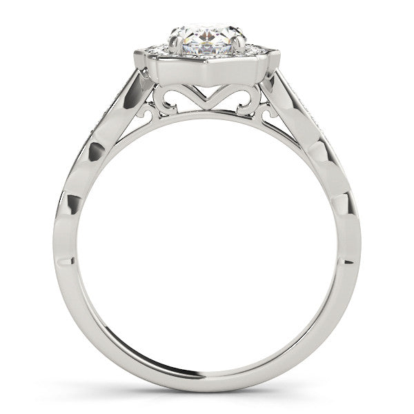 14K White Gold Oval Diamond Scalloped Halo Engagement Ring (1.20ctw) 