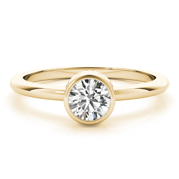 14K Yellow Gold Round Brilliant Low Bezel Set Diamond Engagement Ring (1ct) 