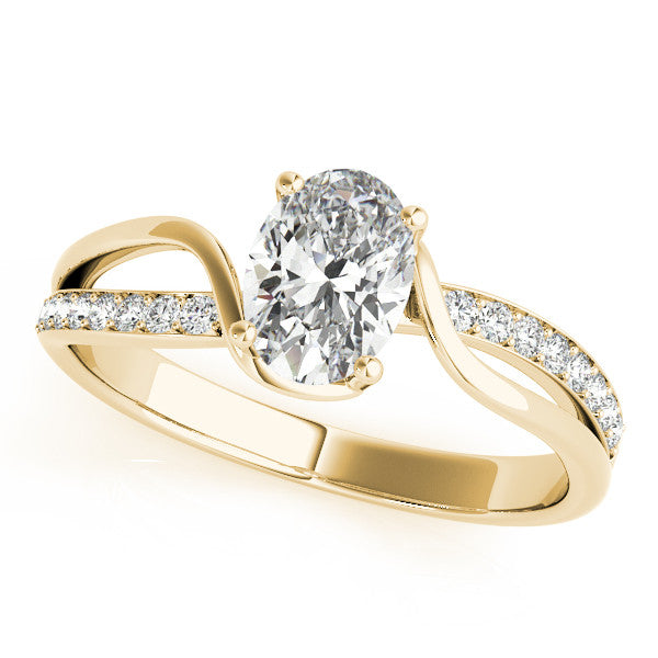 14K Yellow Gold Oval Diamond Bypass Engagement Ring With Channel Diamond Accents (1.15ctw) 