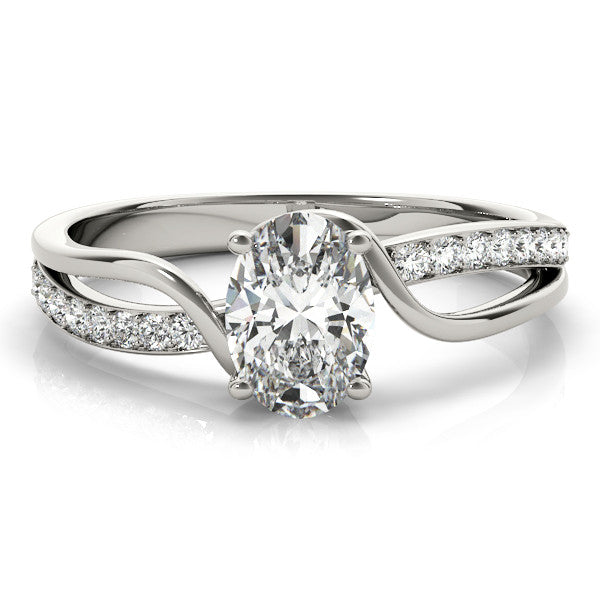 14K White Gold Oval Diamond Bypass Engagement Ring With Channel Diamond Accents (1.15ctw) 