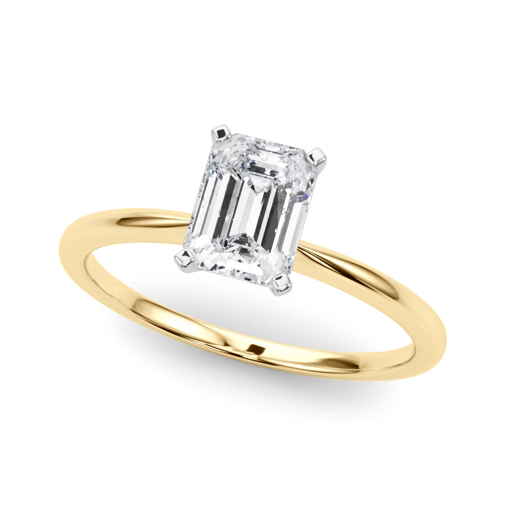 14K Yellow Gold Lab-Grown Emerald Cut Diamond Engagement Ring - Options Available