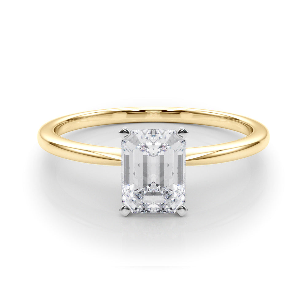 14K Yellow Gold Lab-Grown Emerald Cut Diamond Engagement Ring - Options Available