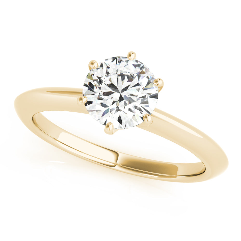 14K Yellow Gold Round Brilliant Six Prong Knife Edge Solitaire Engagement Ring (1ct) 