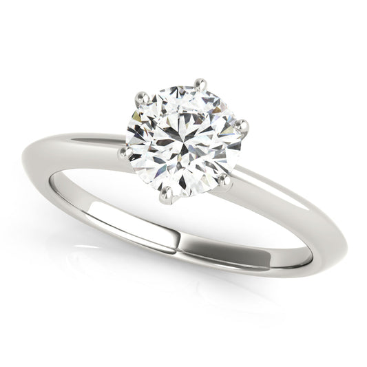 14K White Gold Round Brilliant Six Prong Knife Edge Solitaire Engagement Ring (1ct) 