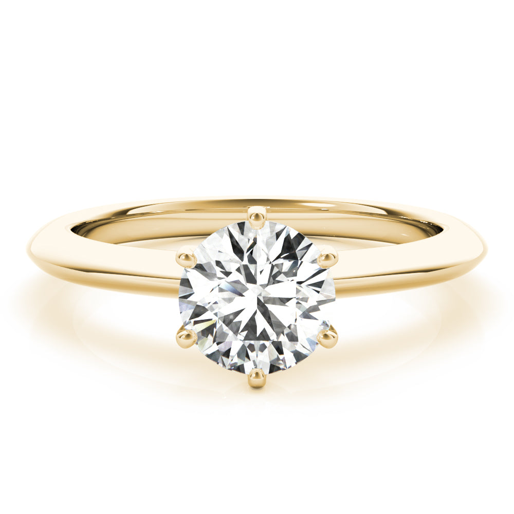 14K Yellow Gold Round Brilliant Six Prong Knife Edge Solitaire Engagement Ring (1ct) 