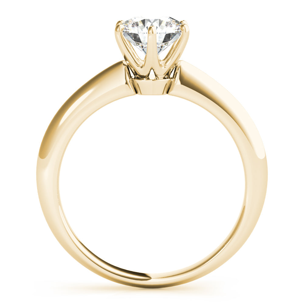 14K Yellow Gold Round Brilliant Six Prong Knife Edge Solitaire Engagement Ring (1ct) 