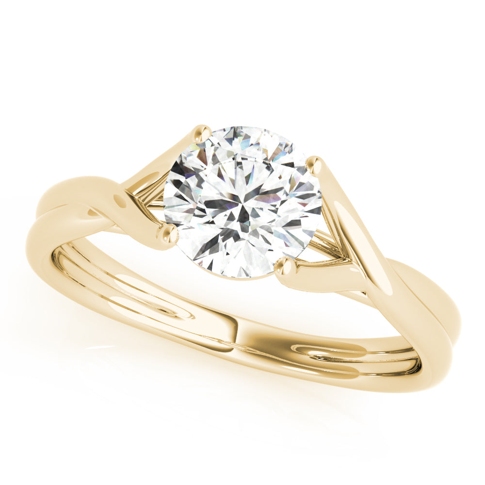 14K Yellow Gold Round Brilliant Vine Inspire Split Shank Diamond Engagement Ring (1ct) 