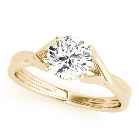 14K Yellow Gold Round Brilliant Vine Inspire Split Shank Diamond Engagement Ring (1ct) 