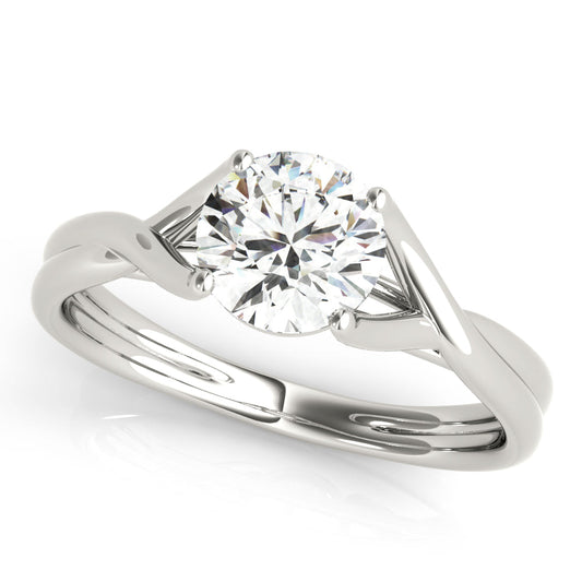 14K White Gold Round Brilliant Vine Inspire Split Shank Diamond Engagement Ring (1ct) 