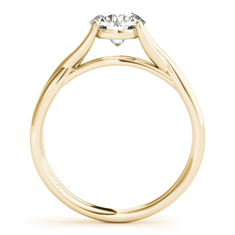 14K Yellow Gold Round Brilliant Vine Inspire Split Shank Diamond Engagement Ring (1ct) 