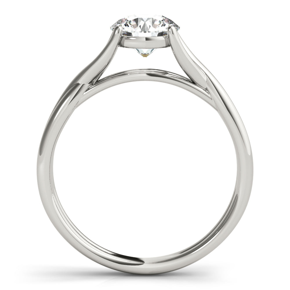 14K White Gold Round Brilliant Vine Inspire Split Shank Diamond Engagement Ring (1ct) 