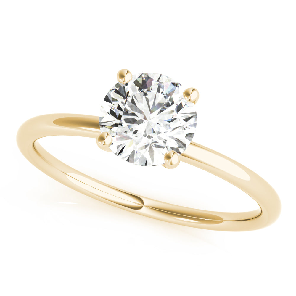 14K Yellow Gold Round Brilliant Basket Set Diamond Solitaire Engagement Ring (1ct) 