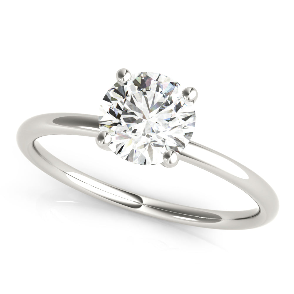 14K White Gold Round Brilliant Basket Set Diamond Solitaire Engagement Ring (1ct)