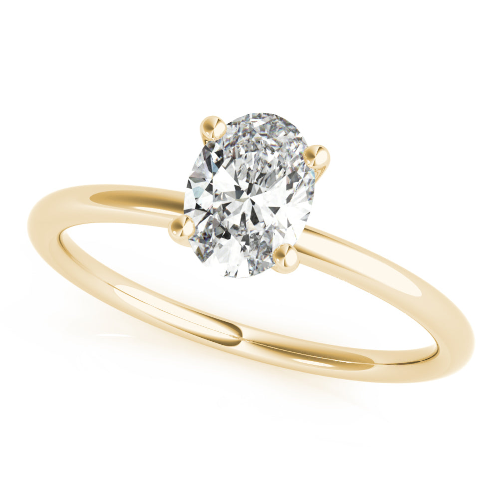 14K Yellow Gold Oval Diamond Basket Set Solitaire Engagement Ring (1ct)