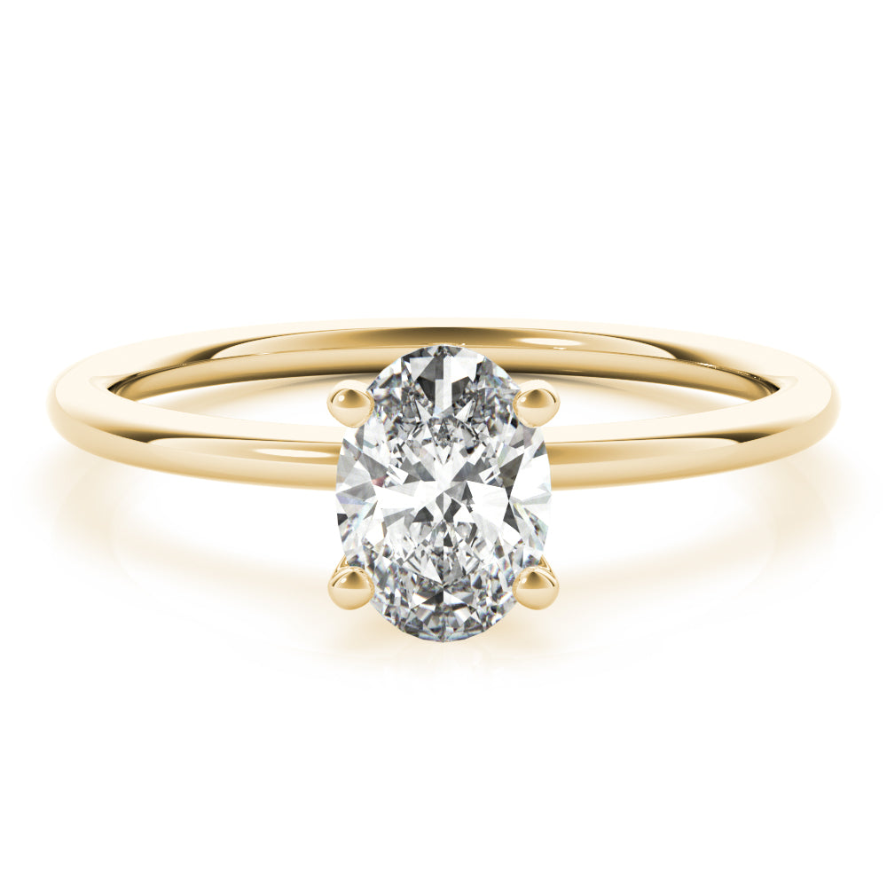 14K Yellow Gold Oval Diamond Basket Set Solitaire Engagement Ring (1ct)