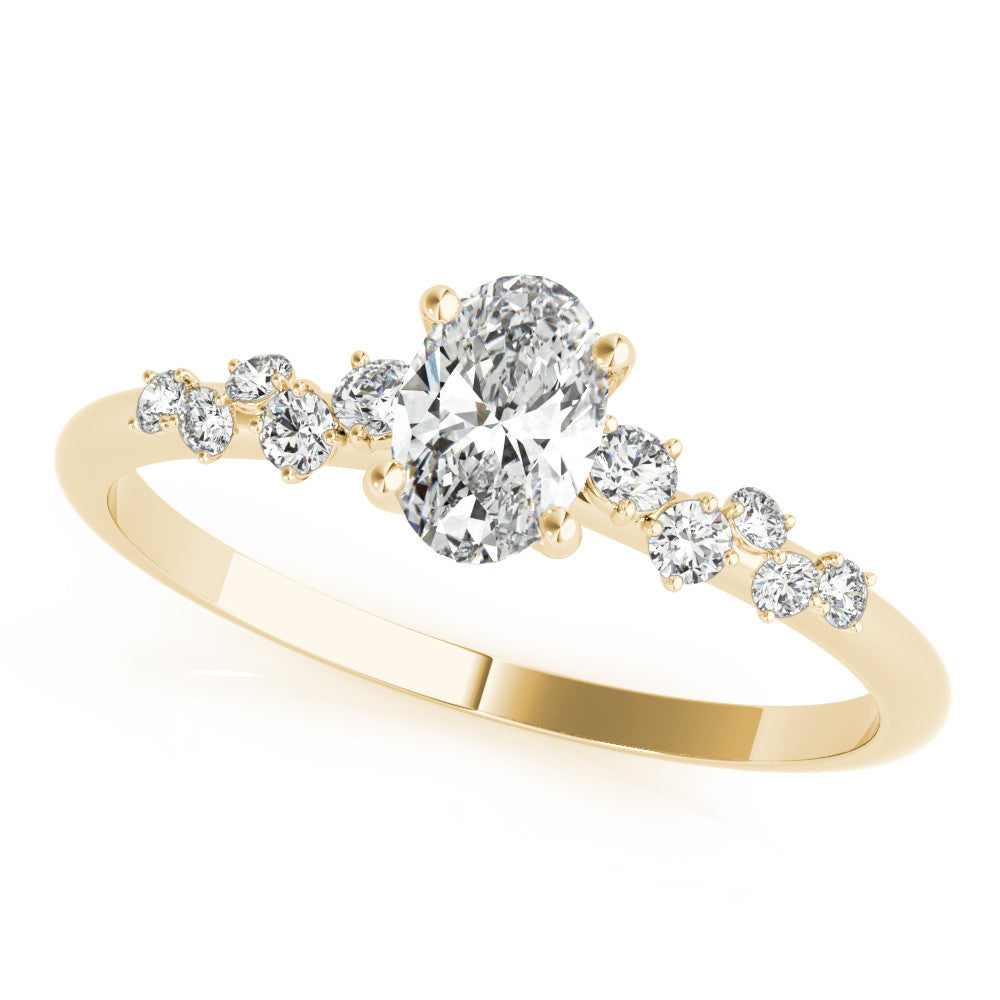 14K Yellow Gold Lab-Grown Oval Diamond Engagement Ring With Accents - Options Available