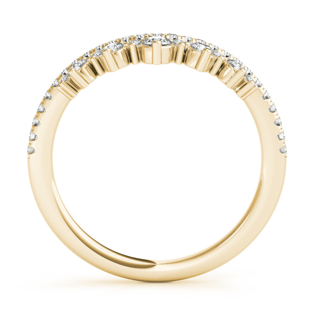 14K Yellow Gold Round Brilliant Diamond Curved Wedding Ring (.38ctw)