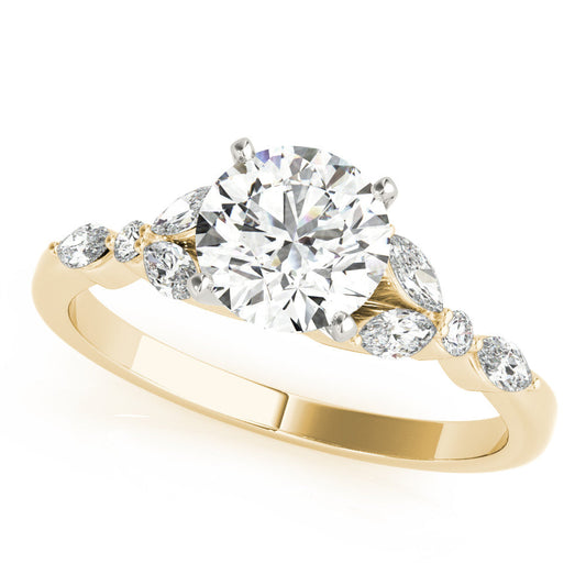 14K Yellow Lab-Grown Round Brilliant Diamond Floral Inspired Engagement Ring - Options Available