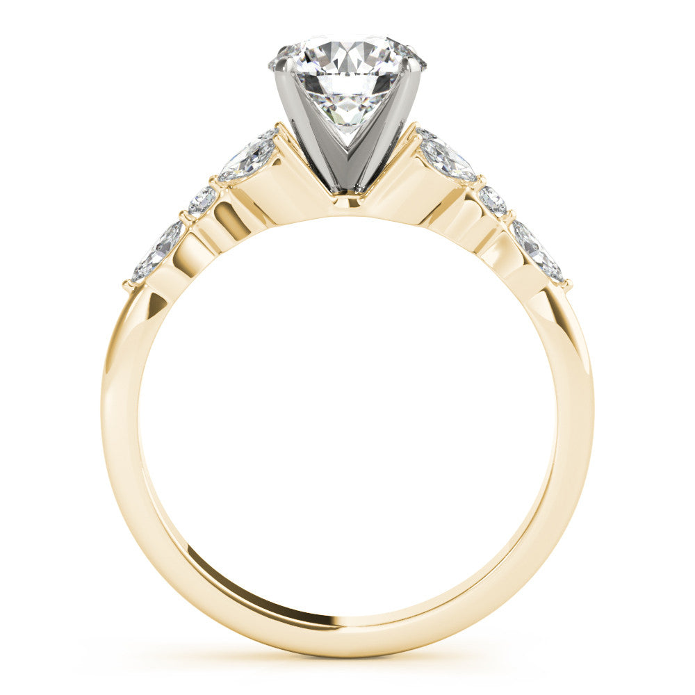 14K Yellow Lab-Grown Round Brilliant Diamond Floral Inspired Engagement Ring - Options Available