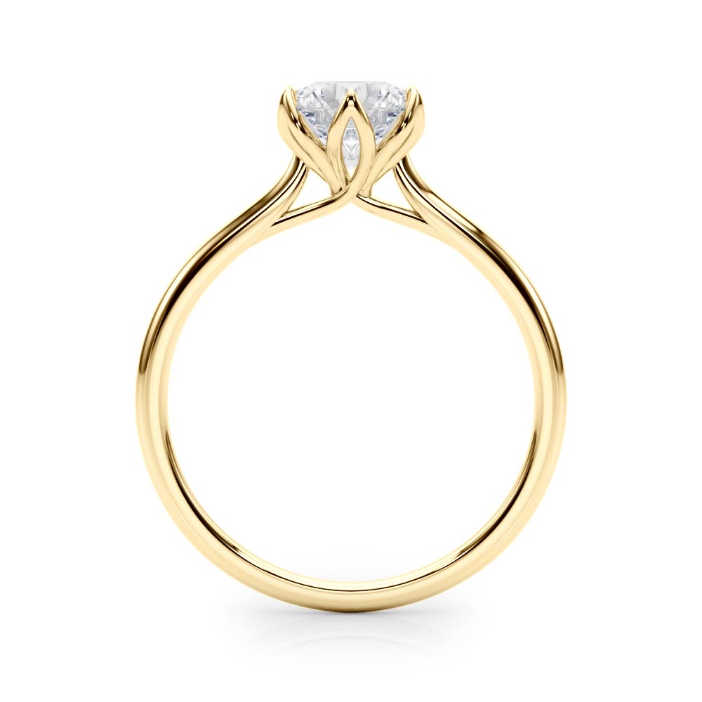 14K Yellow Gold Round Brilliant Diamond Tulip Head 6 Prong Solitaire Engagement Ring (1ct)