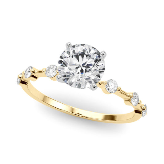 14K Yellow Gold Lab-Grown Round Brilliant Diamond Scattered Diamond Engagement Ring