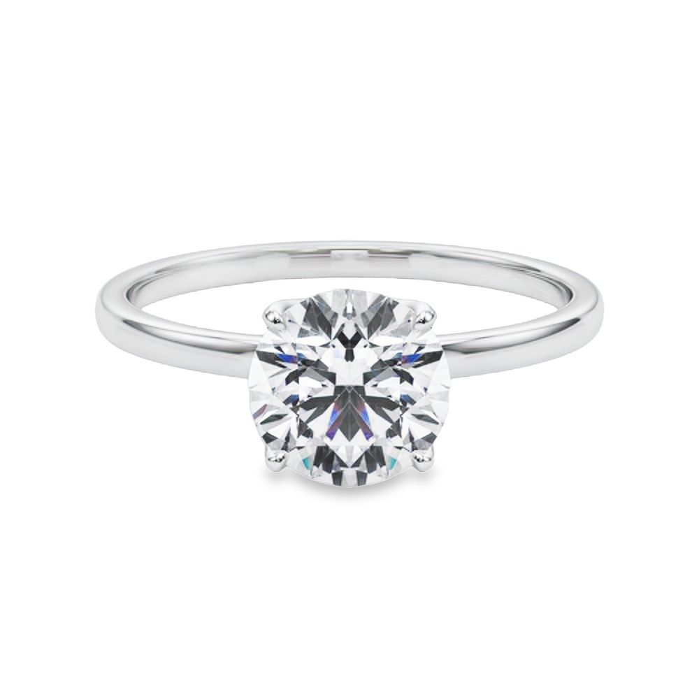 14K White Gold Round Brilliant Tulip Head Solitaire Diamond Engagement Ring (1ctw)