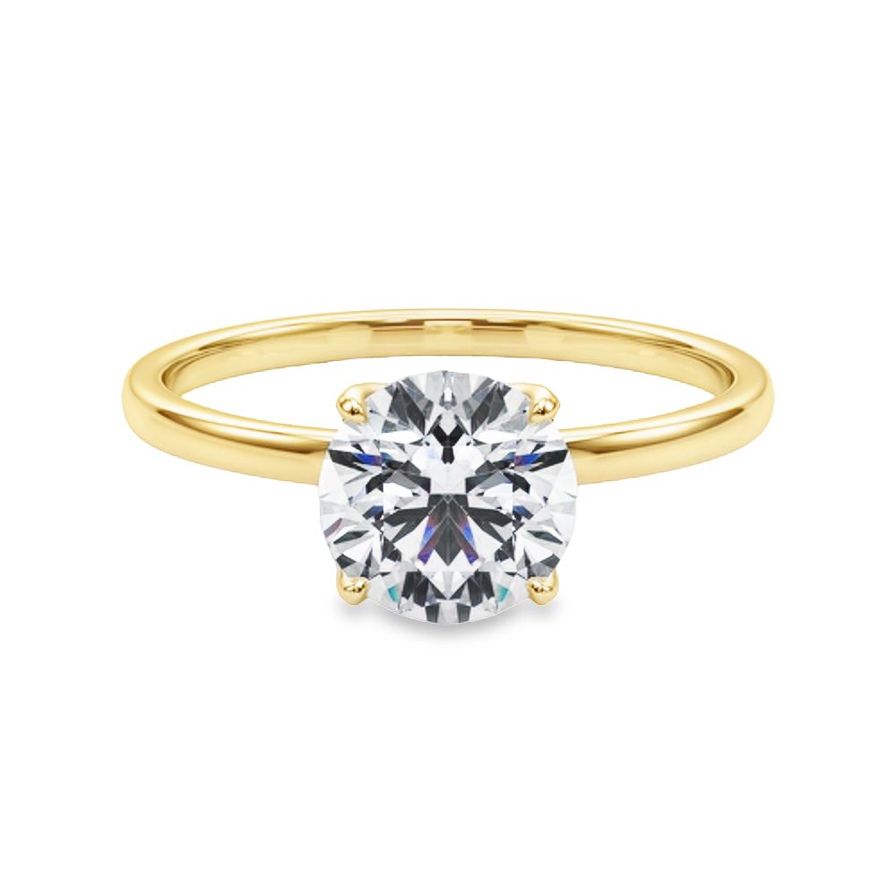 14K Yellow Gold Round Brilliant Tulip Head Solitaire Diamond Engagement Ring (1ctw)