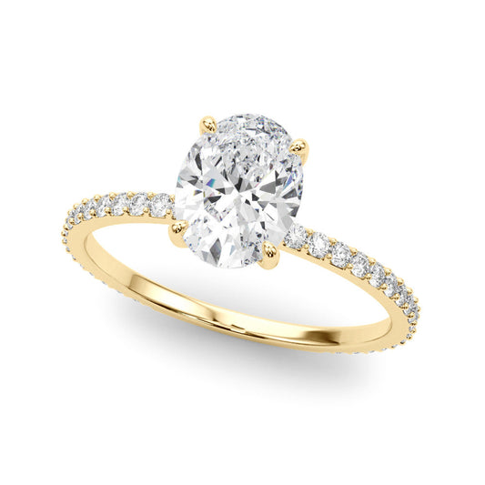 14K Yellow Gold Lab-Grown Oval Diamond Hidden Halo Engagement Ring - Options Available