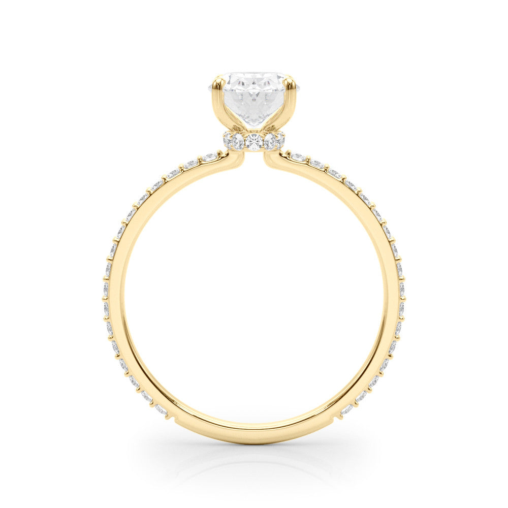 14K Yellow Gold Lab-Grown Oval Diamond Hidden Halo Engagement Ring - Options Available