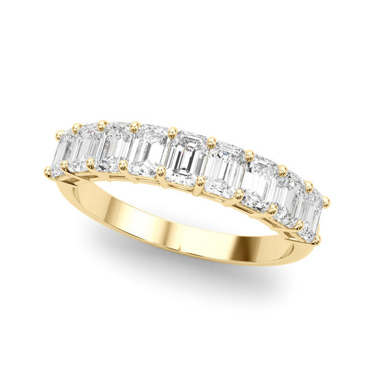 14K Yellow Gold Emerald Cut Diamond Basket Set Wedding Ring (1.20ctw) 