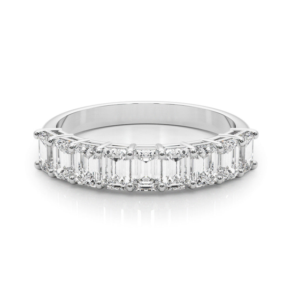 14K White Gold Emerald Cut Diamond Basket Set Wedding Ring (1.20ctw)