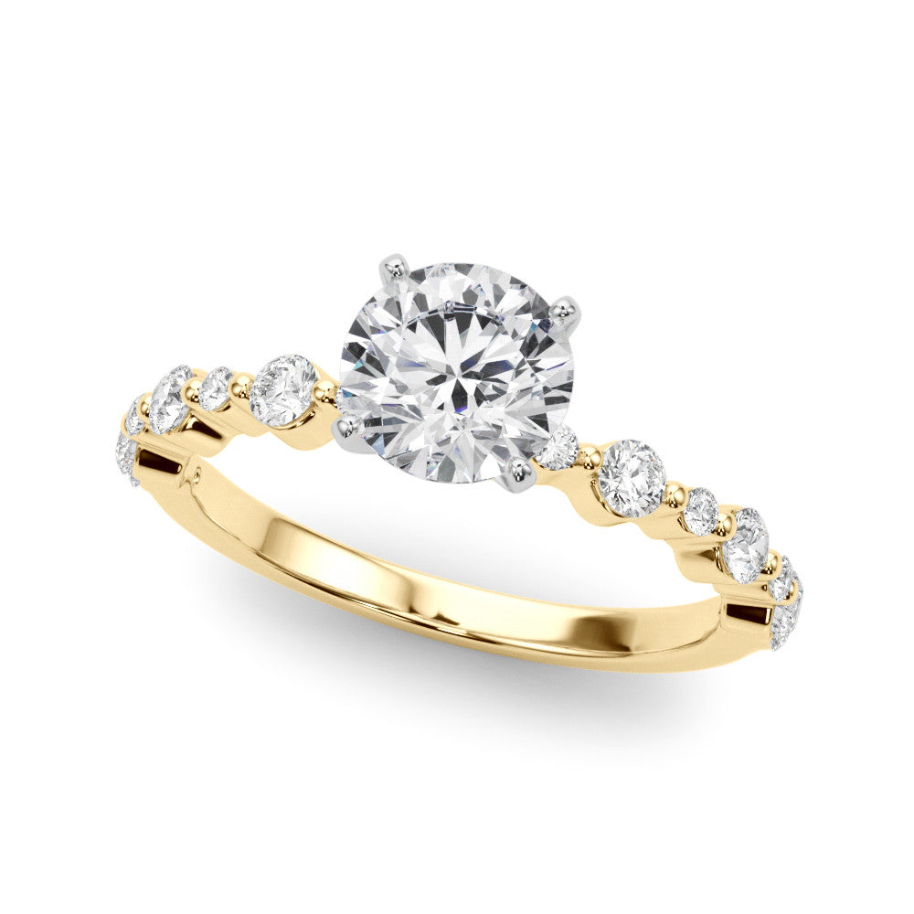 14K Yellow Gold Lab-Grown Round Brilliant Diamond Shared Prong Engagement Ring - Options Available