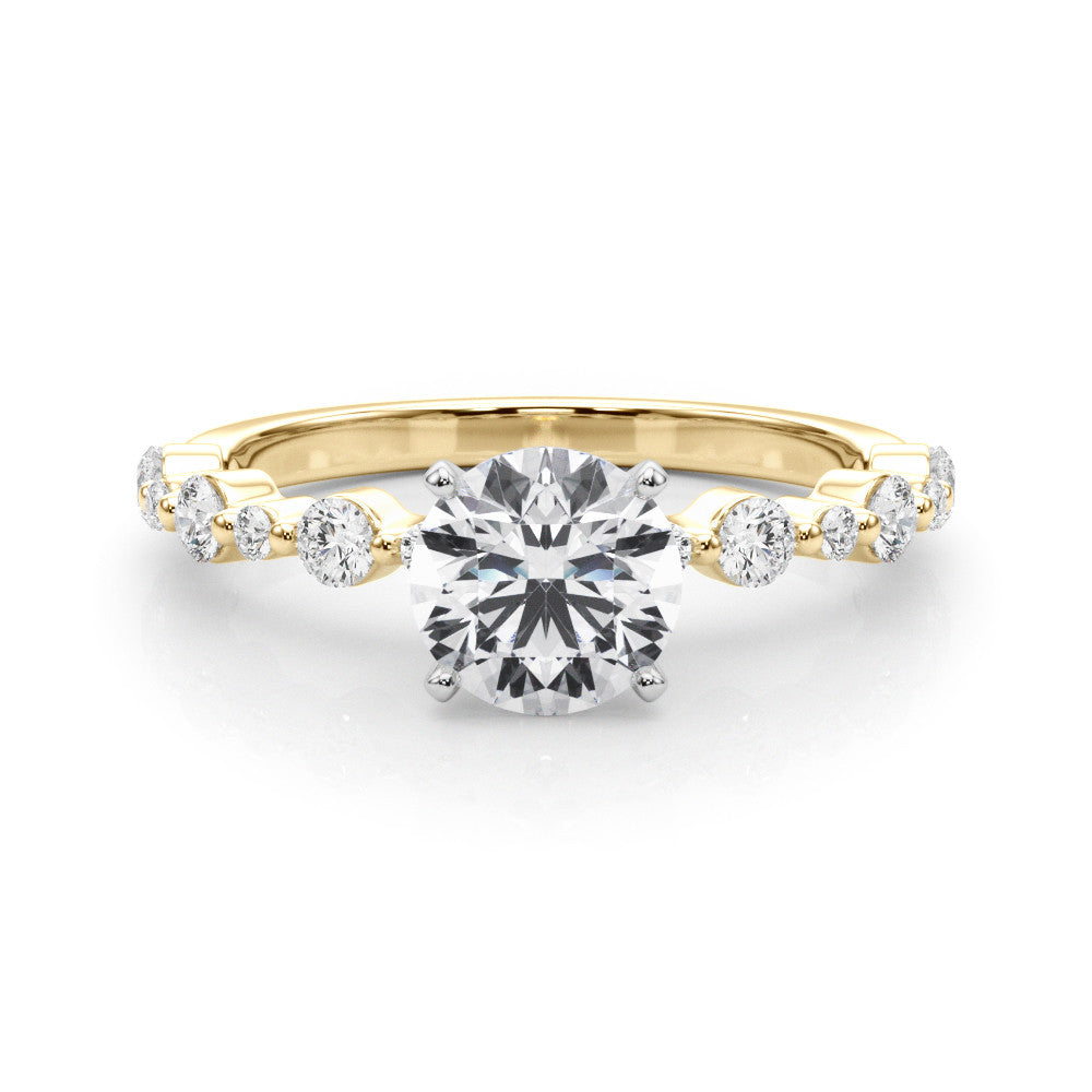 14K Yellow Gold Lab-Grown Round Brilliant Diamond Shared Prong Engagement Ring - Options Available