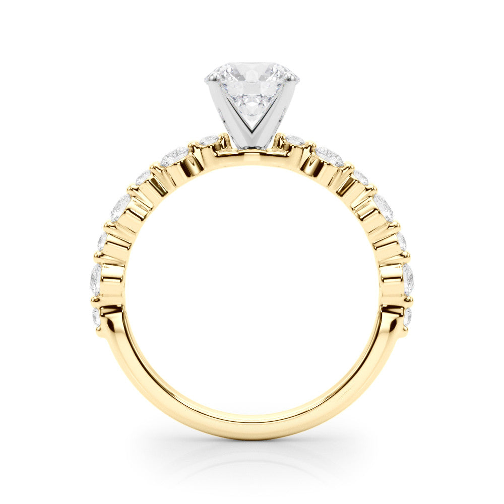 14K Yellow Gold Lab-Grown Round Brilliant Diamond Shared Prong Engagement Ring - Options Available